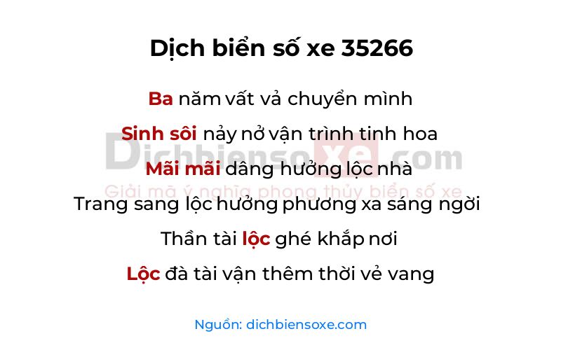 Dịch thơ biển số 35266