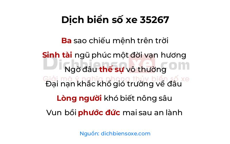 Dịch thơ biển số 35267