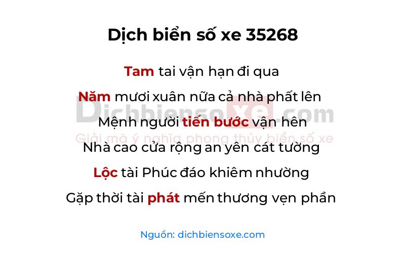 Dịch thơ biển số 35268