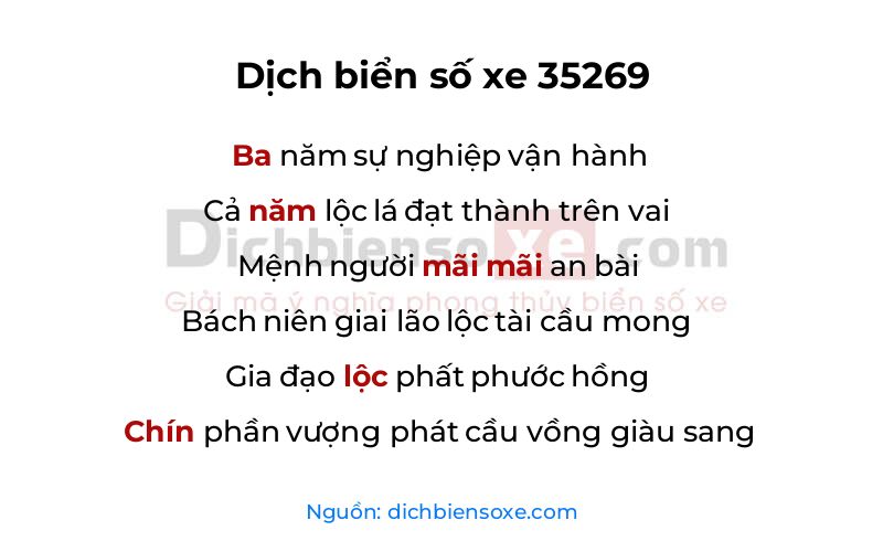 Dịch thơ biển số 35269