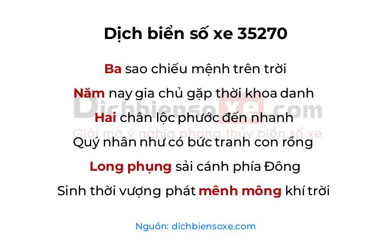 Dịch thơ biển số 35270