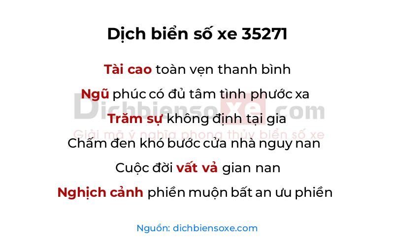 Dịch thơ biển số 35271