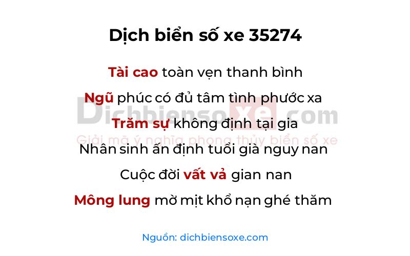 Dịch thơ biển số 35274