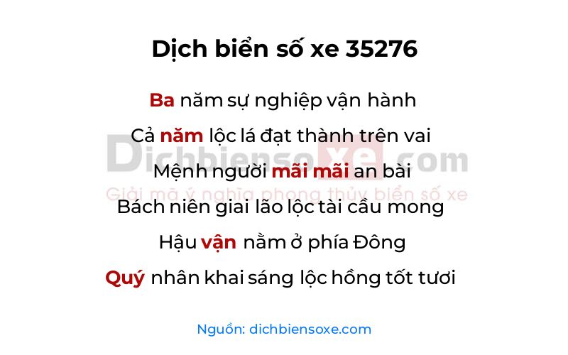 Dịch thơ biển số 35276