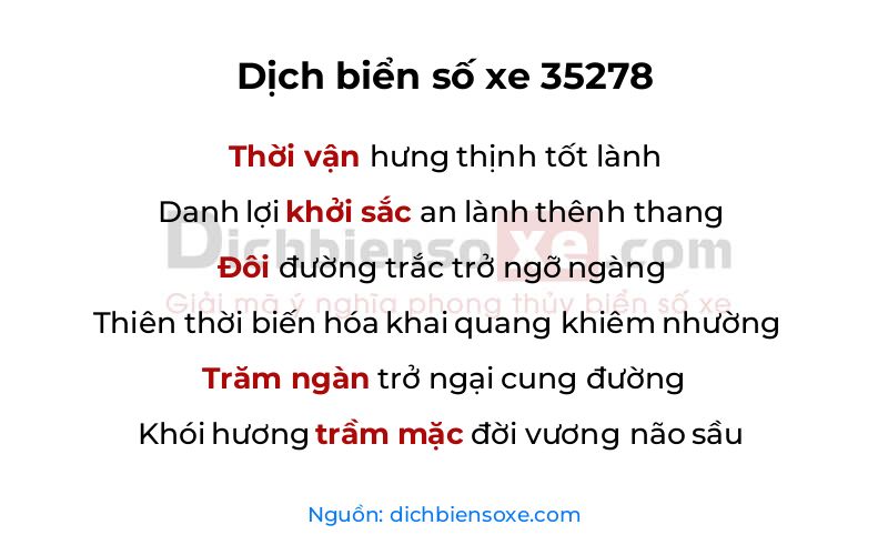 Dịch thơ biển số 35278