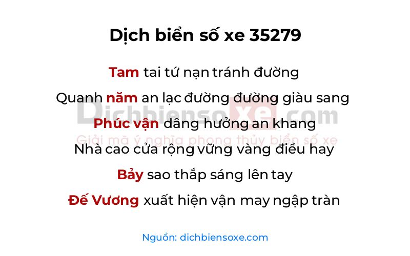 Dịch thơ biển số 35279