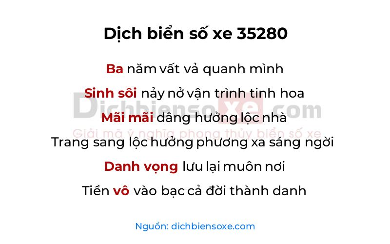 Dịch thơ biển số 35280