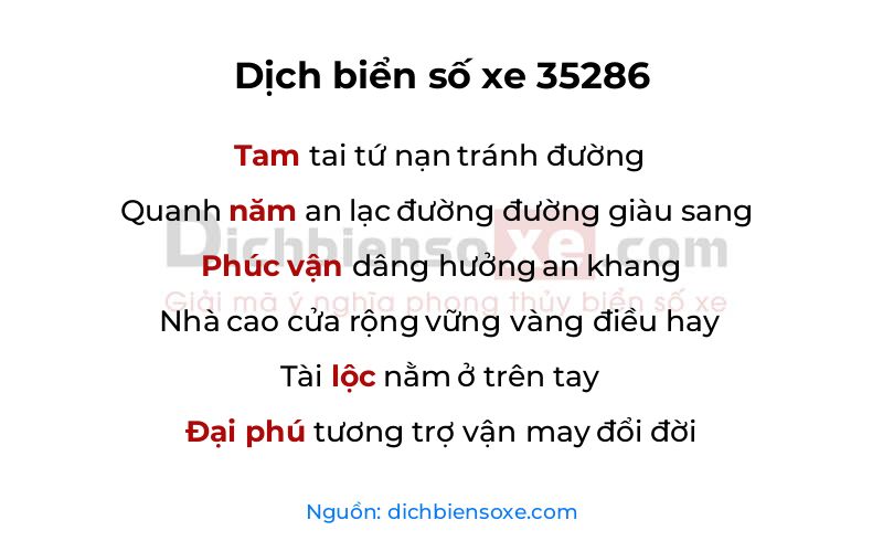 Dịch thơ biển số 35286