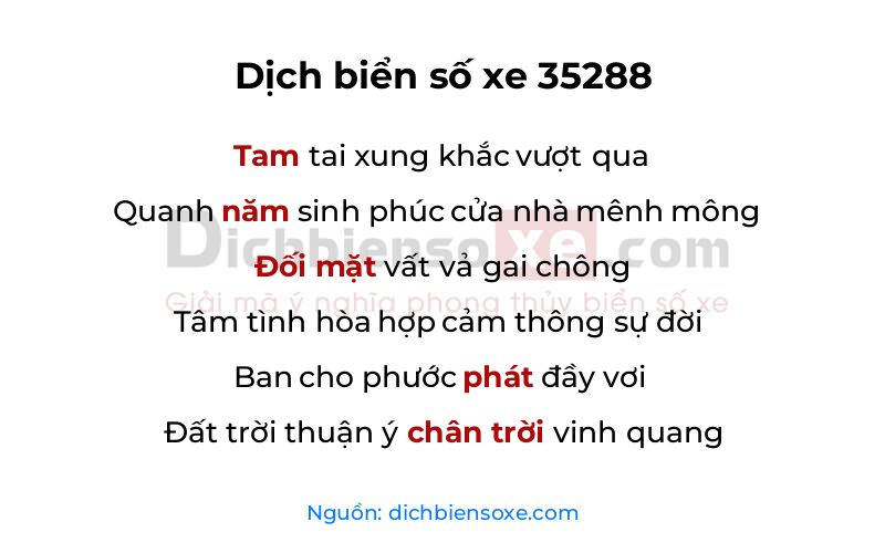 Dịch thơ biển số 35288