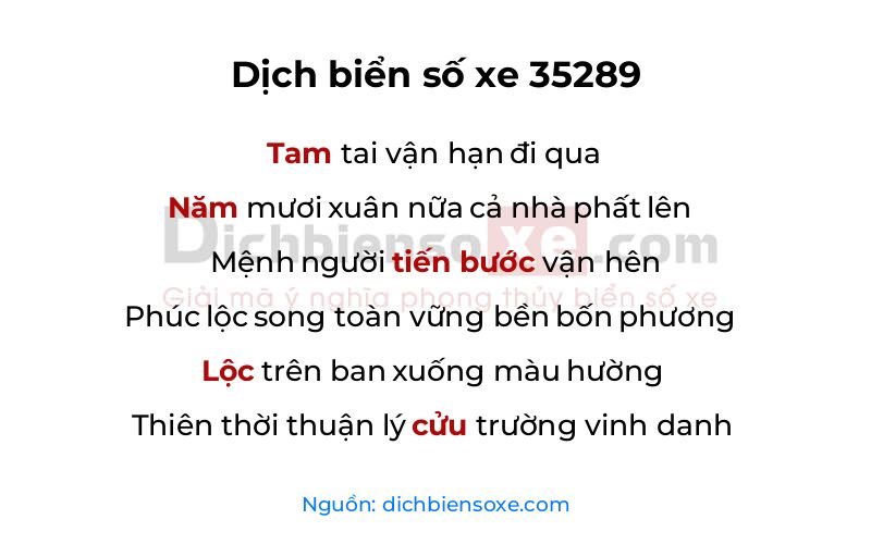 Dịch thơ biển số 35289