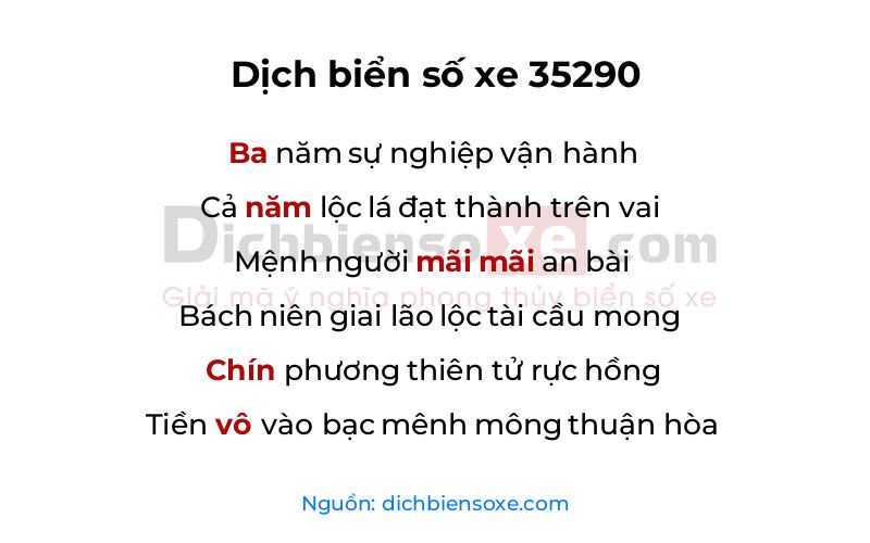 Dịch thơ biển số 35290