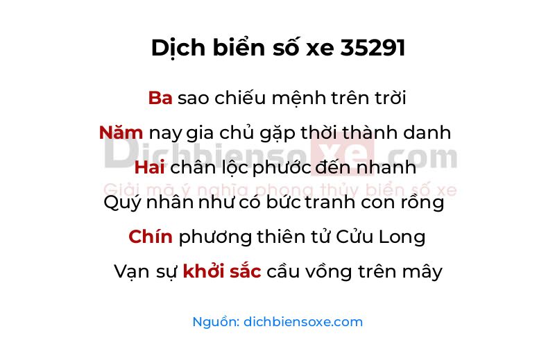 Dịch thơ biển số 35291