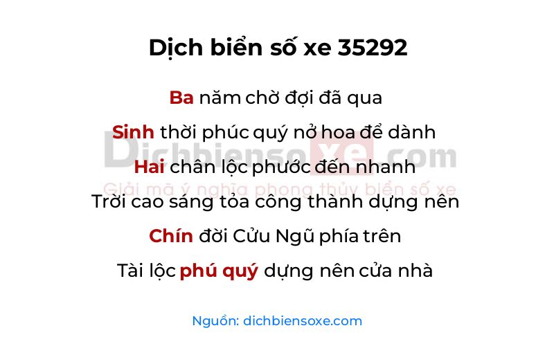 Dịch thơ biển số 35292