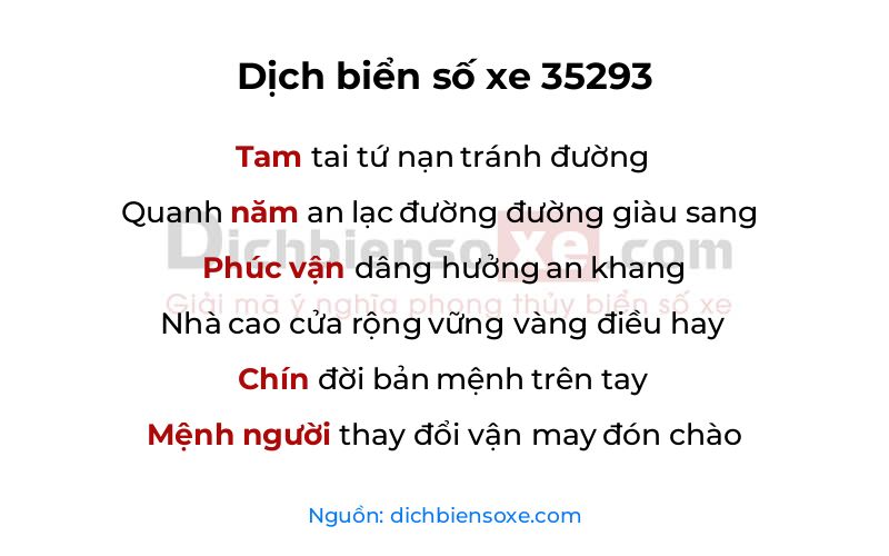 Dịch thơ biển số 35293