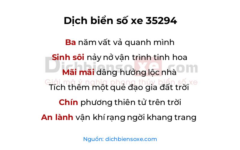 Dịch thơ biển số 35294