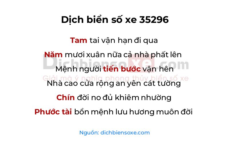 Dịch thơ biển số 35296