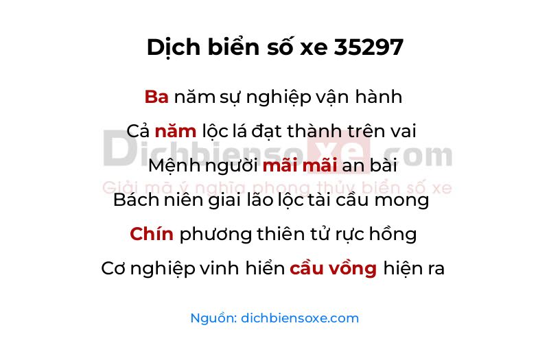 Dịch thơ biển số 35297