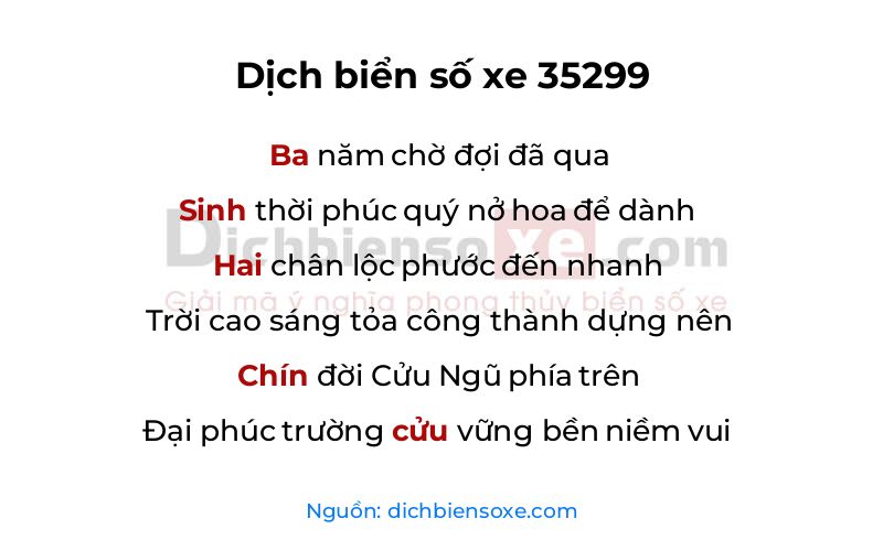 Dịch thơ biển số 35299