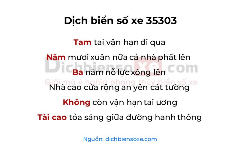 Dịch thơ biển số 35303
