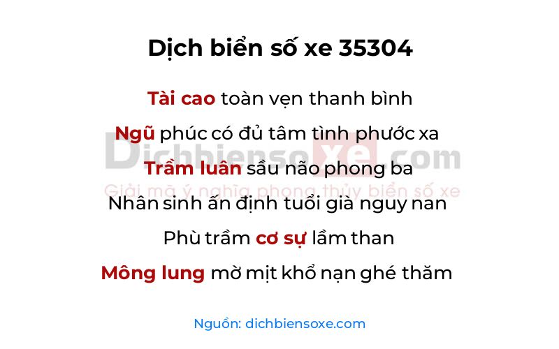 Dịch thơ biển số 35304