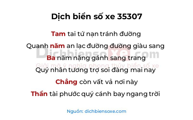 Dịch thơ biển số 35307