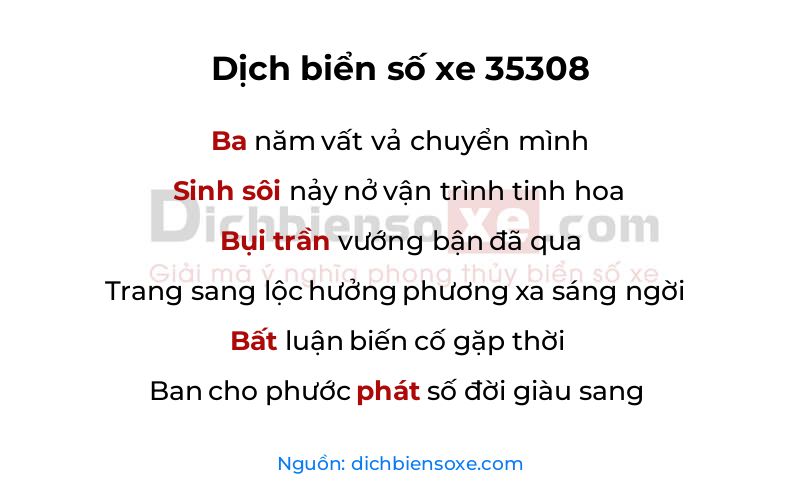 Dịch thơ biển số 35308