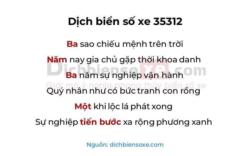 Dịch thơ biển số 35312