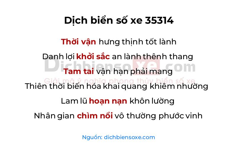 Dịch thơ biển số 35314