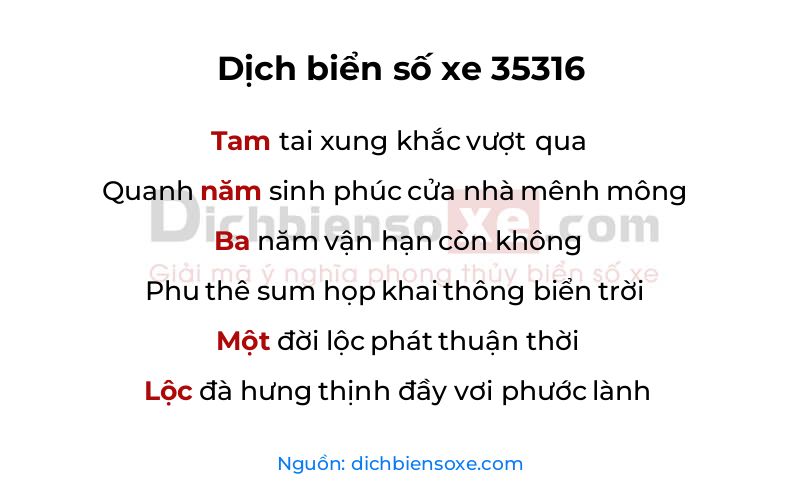 Dịch thơ biển số 35316