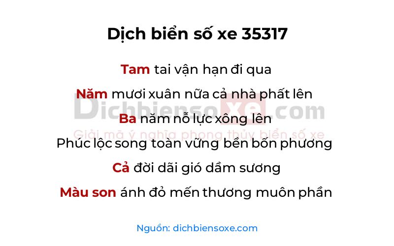 Dịch thơ biển số 35317