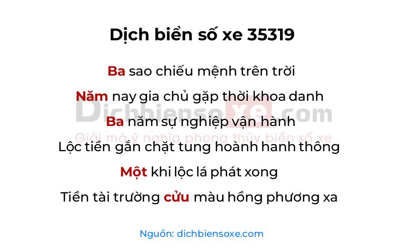 Dịch thơ biển số 35319