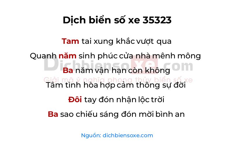 Dịch thơ biển số 35323