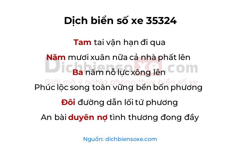 Dịch thơ biển số 35324