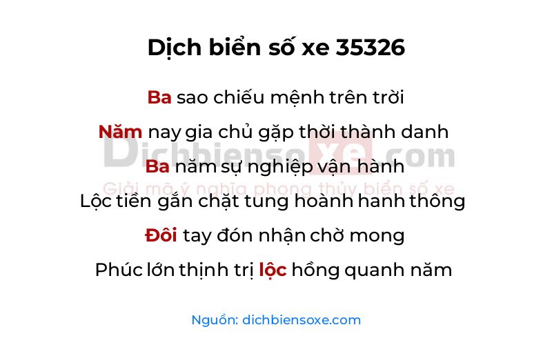 Dịch thơ biển số 35326
