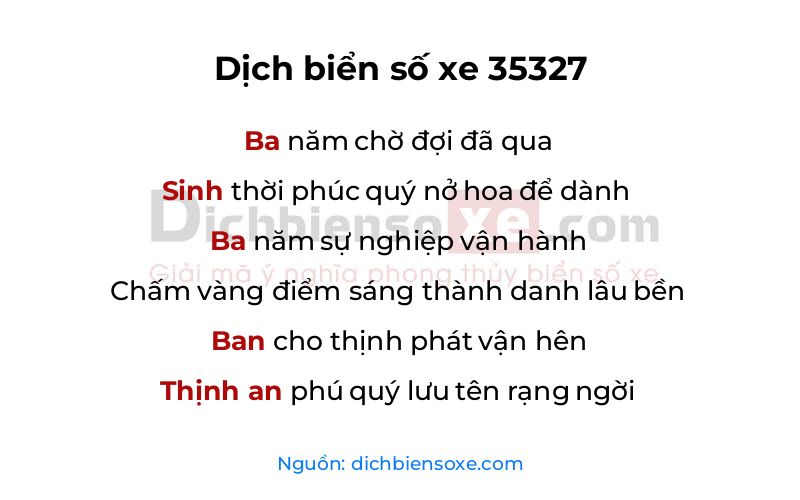 Dịch thơ biển số 35327