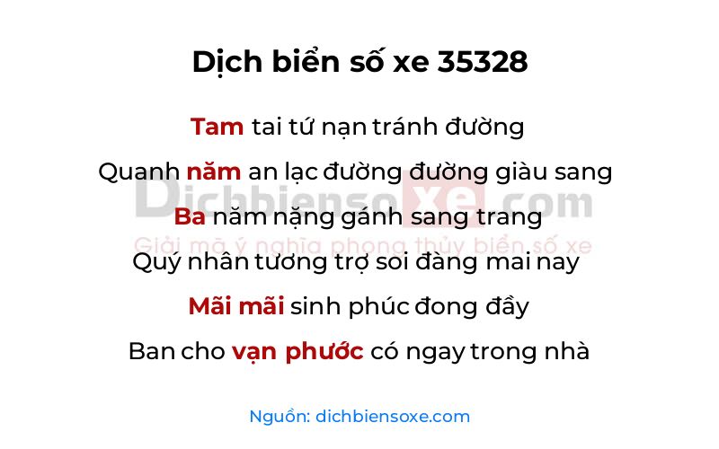 Dịch thơ biển số 35328