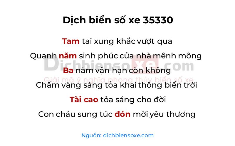 Dịch thơ biển số 35330