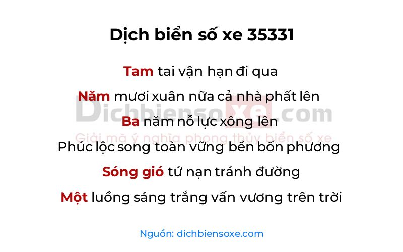Dịch thơ biển số 35331