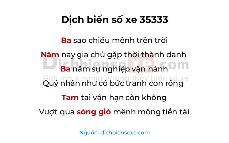 Dịch thơ biển số 35333