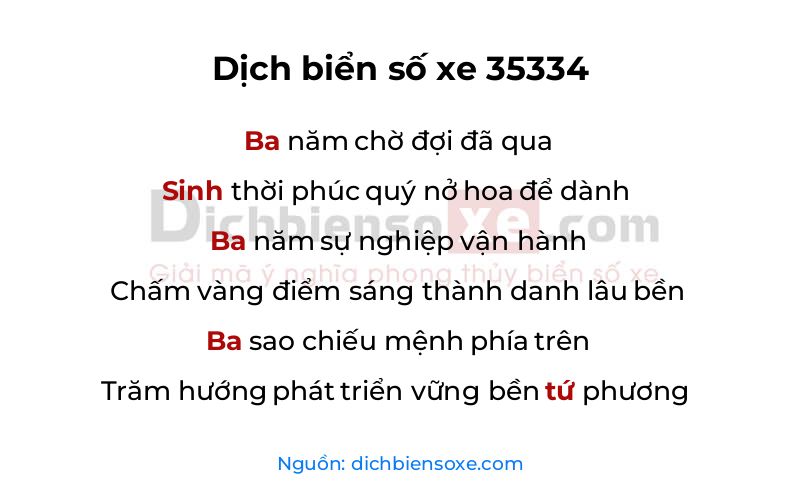 Dịch thơ biển số 35334