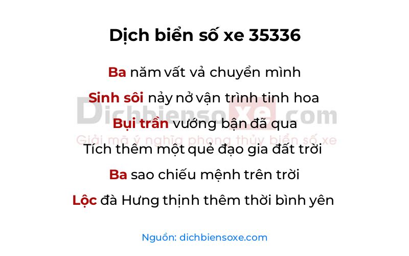 Dịch thơ biển số 35336