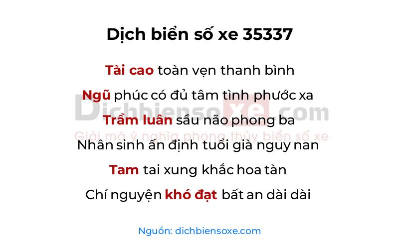 Dịch thơ biển số 35337