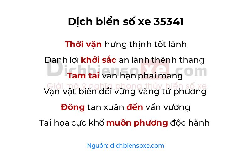 Dịch thơ biển số 35341