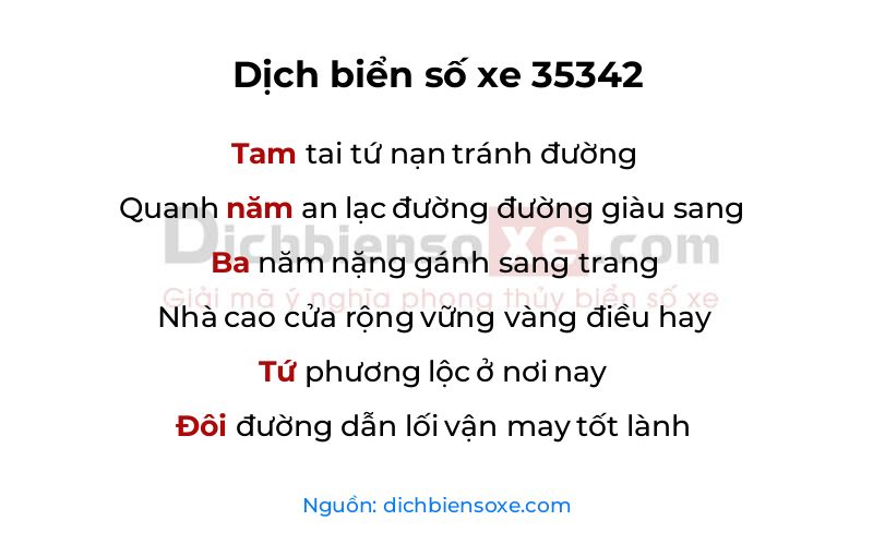 Dịch thơ biển số 35342