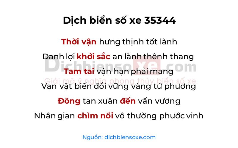 Dịch thơ biển số 35344
