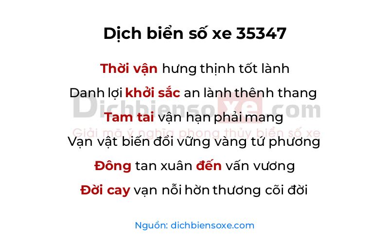 Dịch thơ biển số 35347