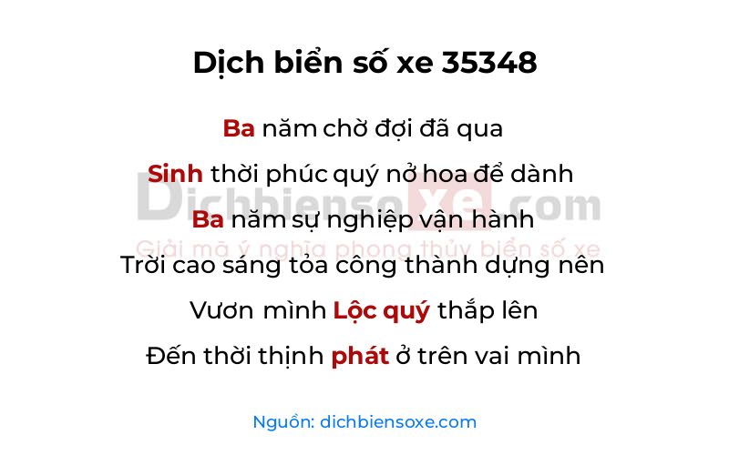Dịch thơ biển số 35348