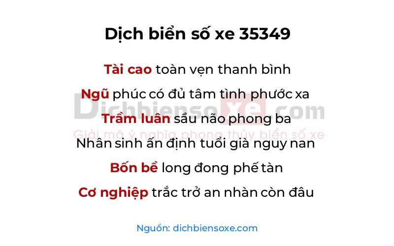 Dịch thơ biển số 35349
