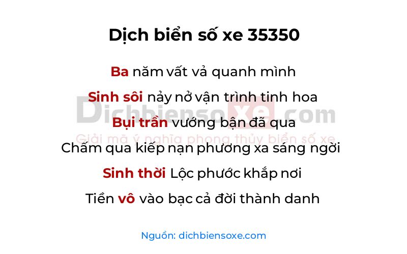 Dịch thơ biển số 35350