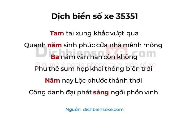 Dịch thơ biển số 35351